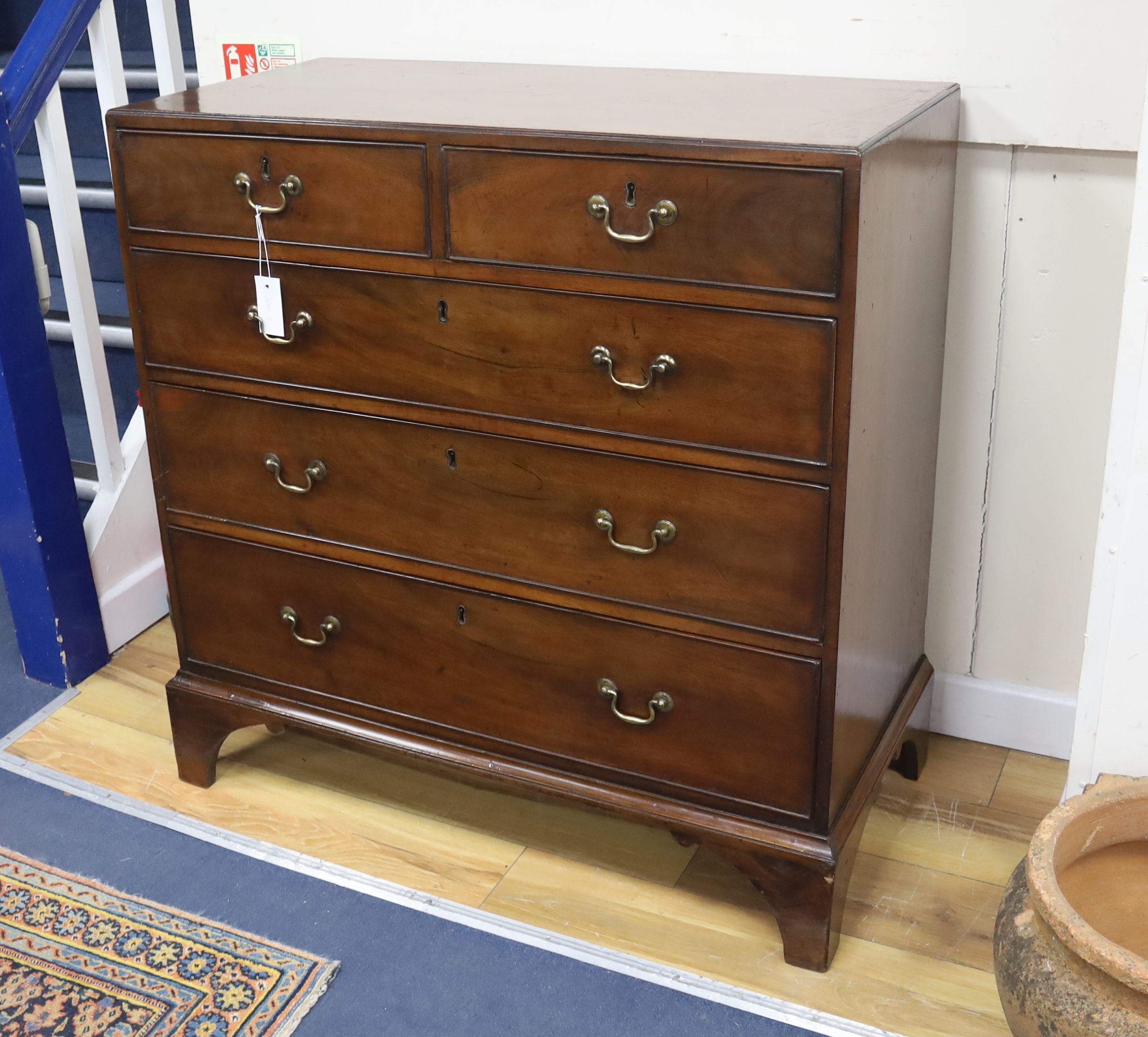 A George III mahogany chest, width 91cm, depth 45cm, height 94cm